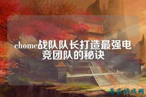ehome战队队长打造最强电竞团队的秘诀