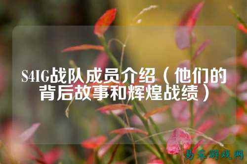 S4IG战队成员介绍（他们的背后故事和辉煌战绩）
