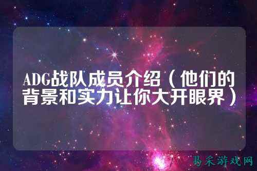 ADG战队成员介绍（他们的背景和实力让你大开眼界）