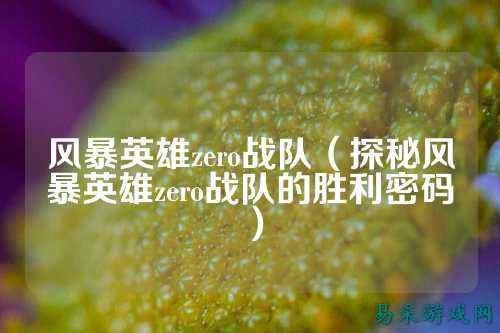 风暴英雄zero战队（探秘风暴英雄zero战队的胜利密码）