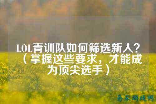 LOL青训队如何筛选新人?(掌握这些要求,才能成为顶尖选手)