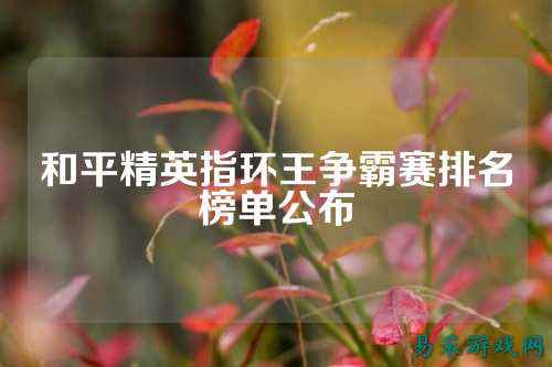 和平精英指环王争霸赛排名榜单公布