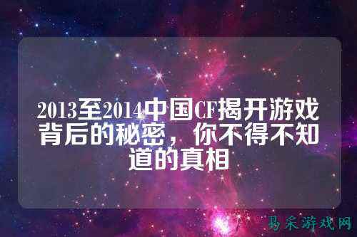 2013至2014中国CF揭开游戏背后的秘密,你不得不知道的真相