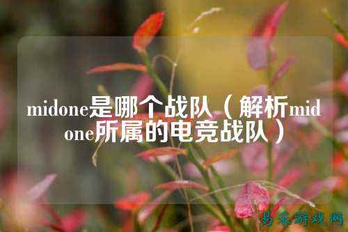 midone是哪个战队（解析midone所属的电竞战队）