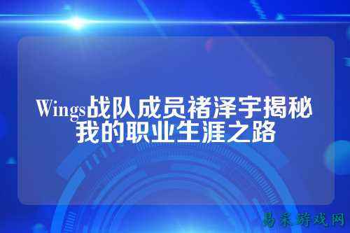 Wings战队成员褚泽宇揭秘我的职业生涯之路