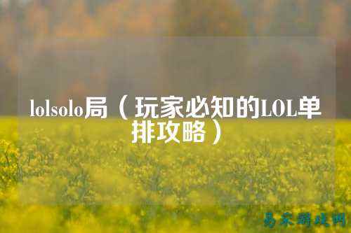 lolsolo局(玩家必知的LOL单排攻略)