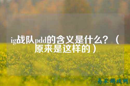 ig战队pdd的含义是什么？（原来是这样的）