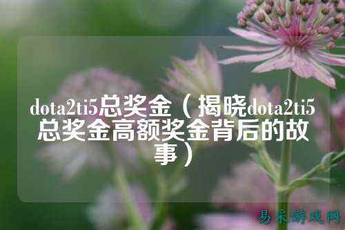 dota2ti5总奖金（揭晓dota2ti5总奖金高额奖金背后的故事）