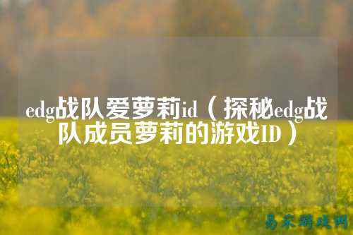 edg战队爱萝莉id（探秘edg战队成员萝莉的游戏ID）