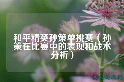 和平精英孙策单挑赛(孙策在比赛中的表现和战术分析)