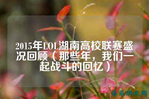2015年LOL湖南高校联赛盛况回顾(那些年,我们一起战斗的回忆)