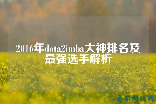 2016年dota2imba大神排名及最强选手解析