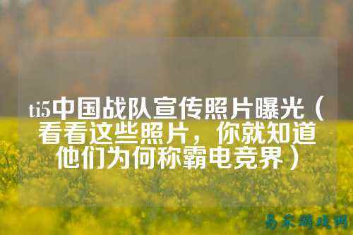 ti5中国战队宣传照片曝光（看看这些照片，你就知道他们为何称霸电竞界）