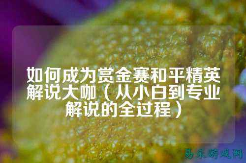 如何成为赏金赛和平精英解说大咖（从小白到专业解说的全过程）