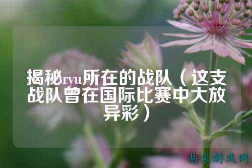 揭秘ryu所在的战队（这支战队曾在国际比赛中大放异彩）