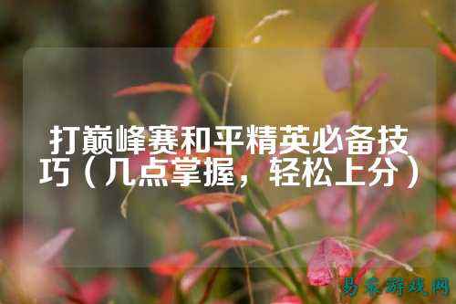 打巅峰赛和平精英必备技巧（几点掌握，轻松上分）