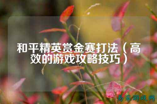 和平精英赏金赛打法（高效的游戏攻略技巧）