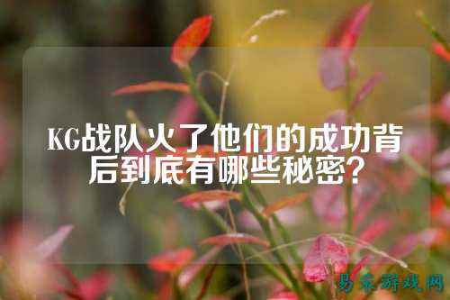 KG战队火了他们的成功背后到底有哪些秘密？
