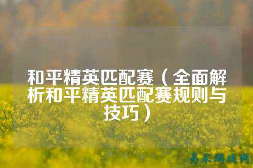 和平精英匹配赛(全面解析和平精英匹配赛规则与技巧)