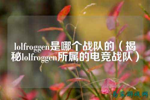 lolfroggen是哪个战队的（揭秘lolfroggen所属的电竞战队）