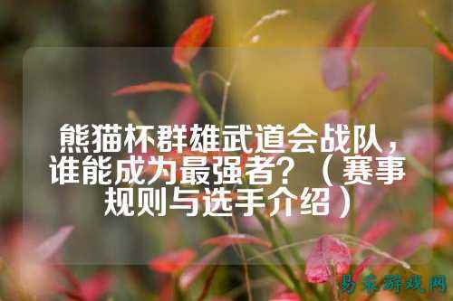 熊猫杯群雄武道会战队,谁能成为最强者?(赛事规则与选手介绍)