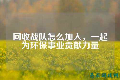 回收战队怎么加入,一起为环保事业贡献力量