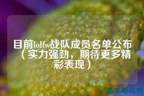 目前lolfw战队成员名单公布(实力强劲,期待更多精彩表现)