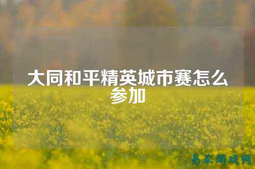 大同和平精英城市赛怎么参加