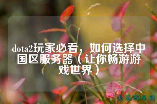dota2玩家必看,如何选择中国区服务器(让你畅游游戏世界)