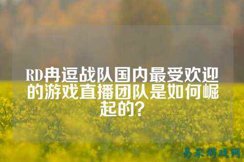 RD冉逗战队国内最受欢迎的游戏直播团队是如何崛起的?