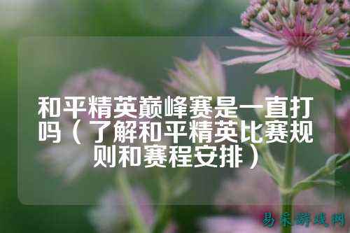 和平精英巅峰赛是一直打吗(了解和平精英比赛规则和赛程安排)