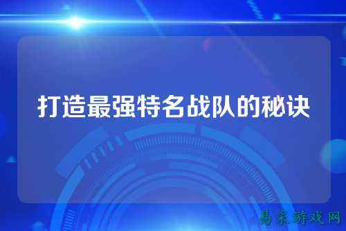 打造最强特名战队的秘诀