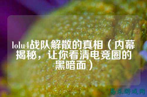 lolu4战队解散的真相(内幕揭秘,让你看清电竞圈的黑暗面)