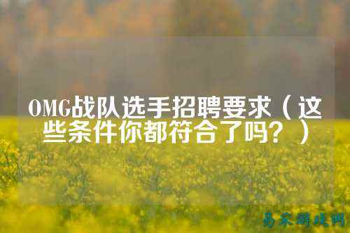 OMG战队选手招聘要求(这些条件你都符合了吗?)