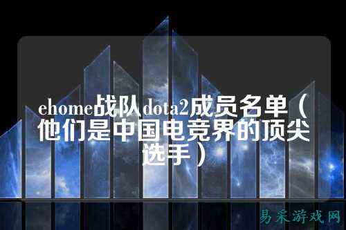 ehome战队dota2成员名单(他们是中国电竞界的顶尖选手)