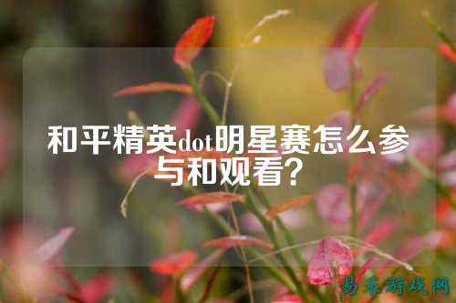 和平精英dot明星赛怎么参与和观看？