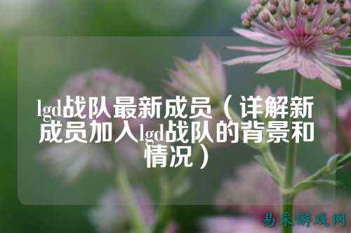 lgd战队最新成员（详解新成员加入lgd战队的背景和情况）