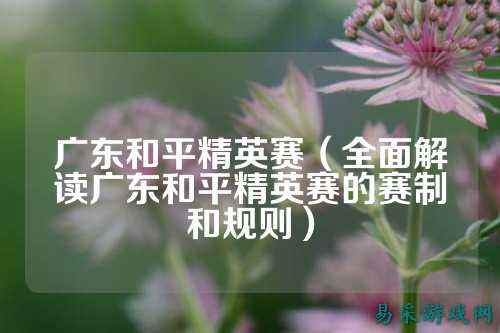 广东和平精英赛（全面解读广东和平精英赛的赛制和规则）