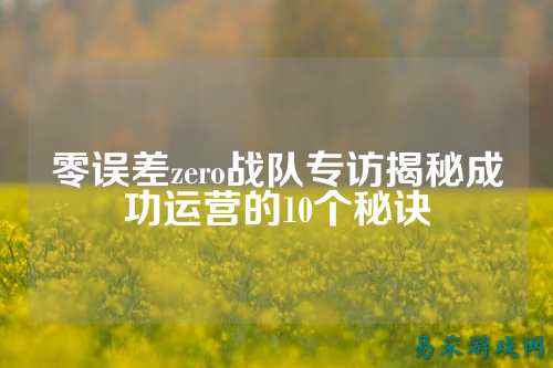 零误差zero战队专访揭秘成功运营的10个秘诀