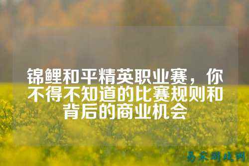 锦鲤和平精英职业赛，你不得不知道的比赛规则和背后的商业机会