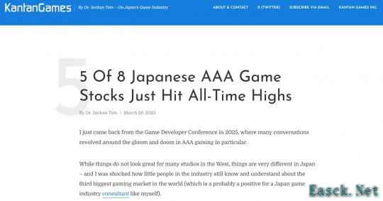 日本8大游戏厂商 已有5家股价创历史新高