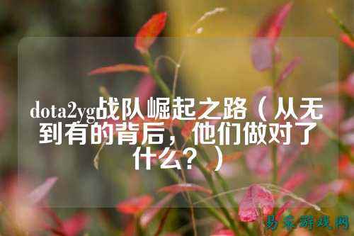 dota2yg战队崛起之路（从无到有的背后，他们做对了什么？）