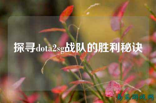 探寻dota2sg战队的胜利秘诀