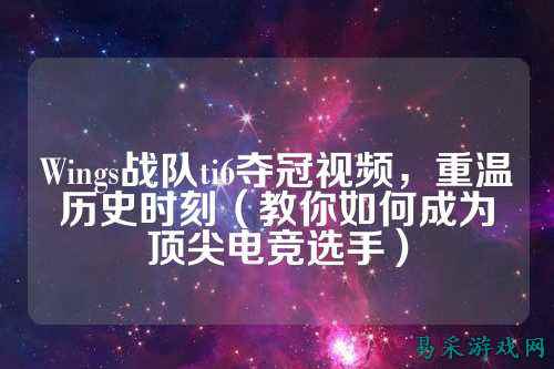 Wings战队ti6夺冠视频，重温历史时刻（教你如何成为顶尖电竞选手）