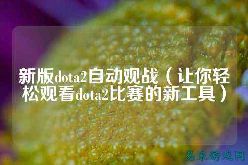 新版dota2自动观战(让你轻松观看dota2比赛的新工具)
