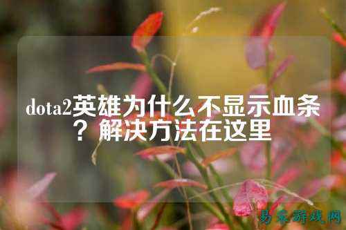 dota2英雄为什么不显示血条?解决方法在这里