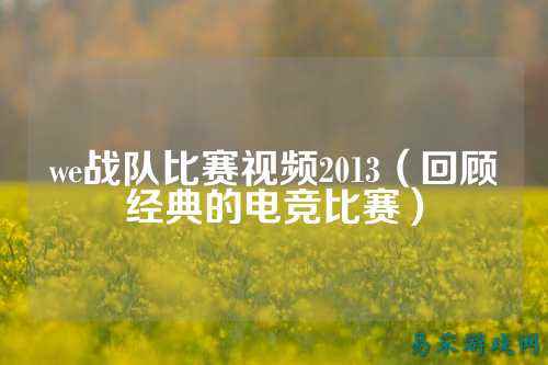 we战队比赛视频2013（回顾经典的电竞比赛）