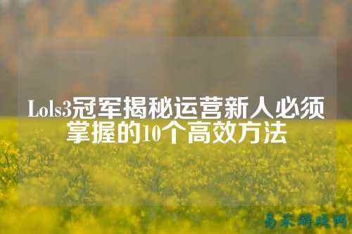 Lols3冠军揭秘运营新人必须掌握的10个高效方法