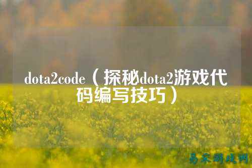 dota2code(探秘dota2游戏代码编写技巧)