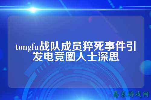 tongfu战队成员猝死事件引发电竞圈人士深思